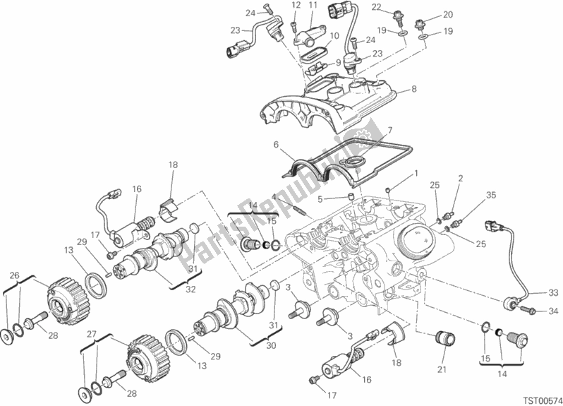 All parts for the Vertical Cylinder Head - Timing of the Ducati Diavel Xdiavel Brasil 1260 2017